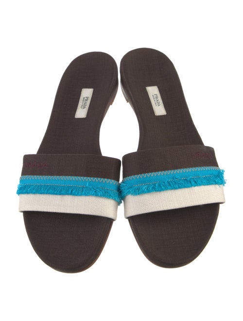 Prada Canvas Colorblock Pattern Slides