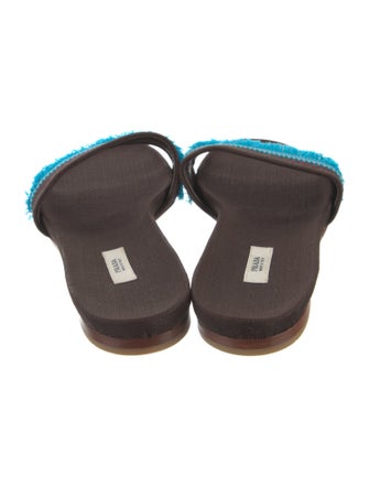 Prada Canvas Colorblock Pattern Slides