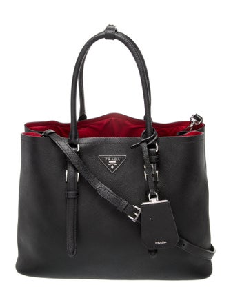 Prada Enameled Metal Triangle Double Bag Medium