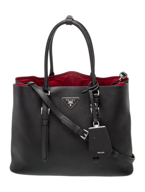 Prada Enameled Metal Triangle Double Bag Medium