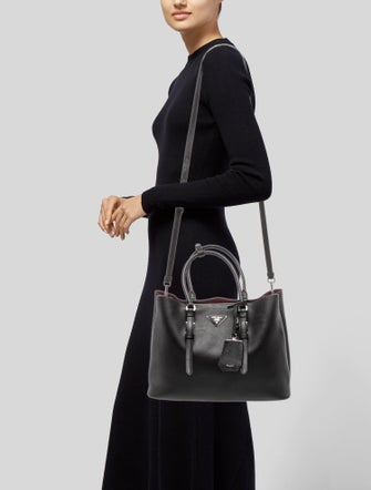 Prada Enameled Metal Triangle Double Bag Medium