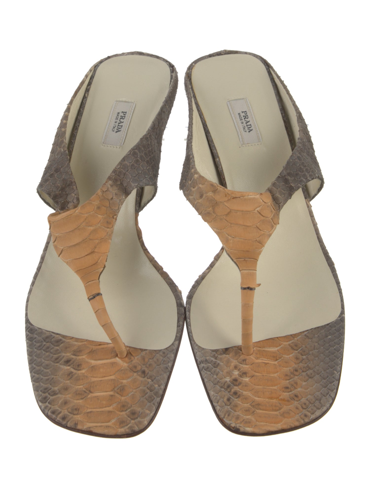 Prada Python T-Strap Sandals 37 1/2 Prada Python Colorblock