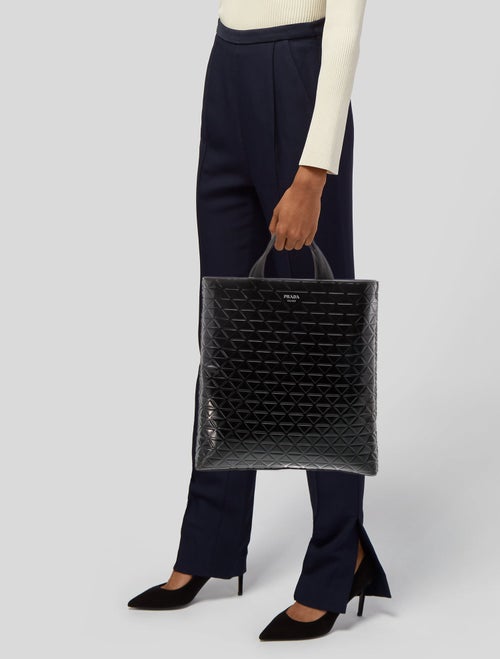 Prada Enameled Metal Triangle Tote