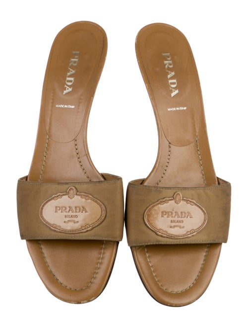 Prada Suede Leather Trim Embellishment Slides