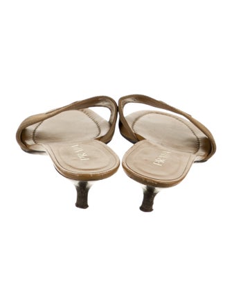 Prada Suede Leather Trim Embellishment Slides