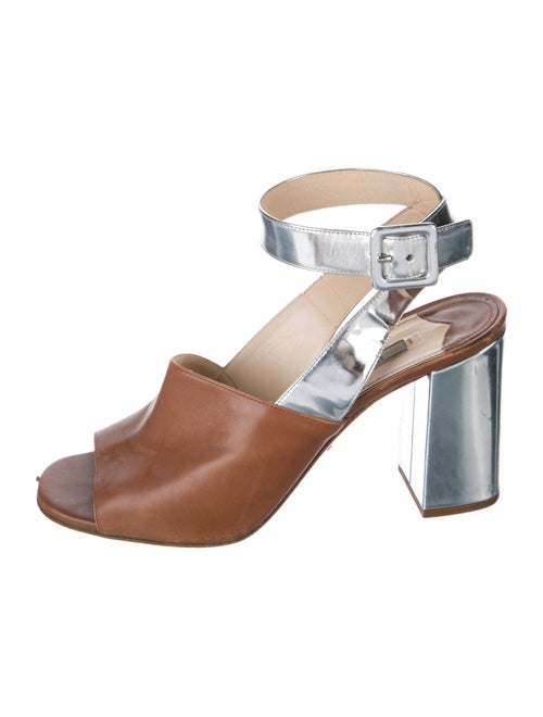 Prada Leather Colorblock Pattern Slingback Sandals