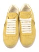 Prada Enameled Metal Triangle Suede Sneakers