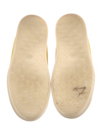 Prada Enameled Metal Triangle Suede Sneakers