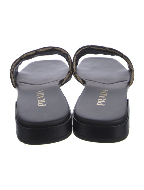 Prada Enameled Metal Triangle Printed Slides