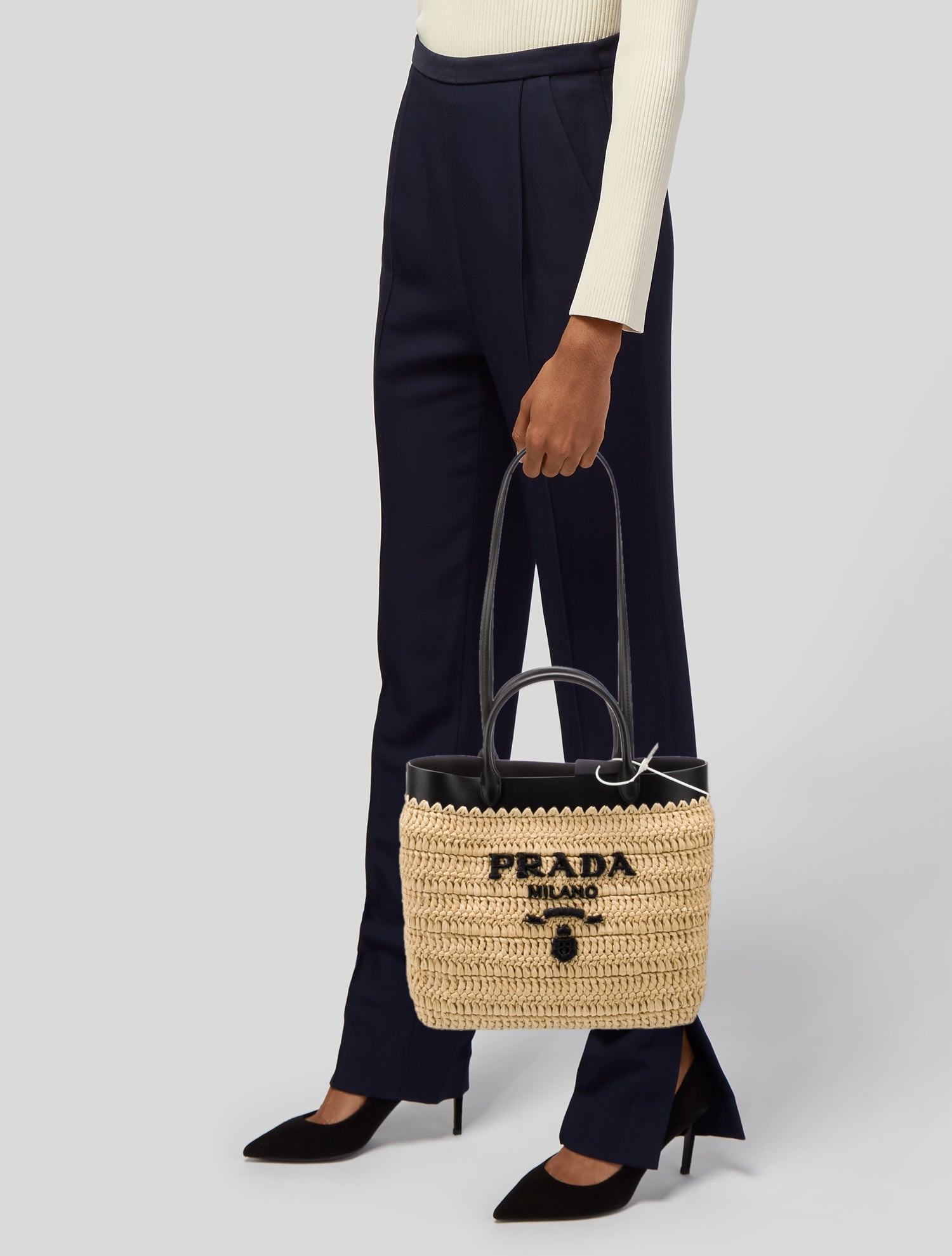 Prada Raffia Grass Bucket Bag Small w/ Tags