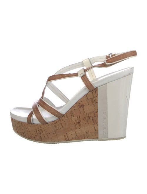 Prada Leather Colorblock Pattern Slingback Sandals