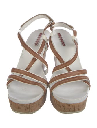 Prada Leather Colorblock Pattern Slingback Sandals