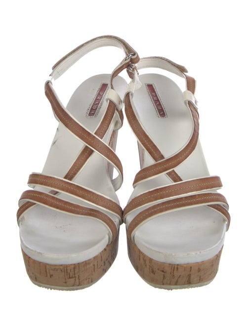 Prada Leather Colorblock Pattern Slingback Sandals