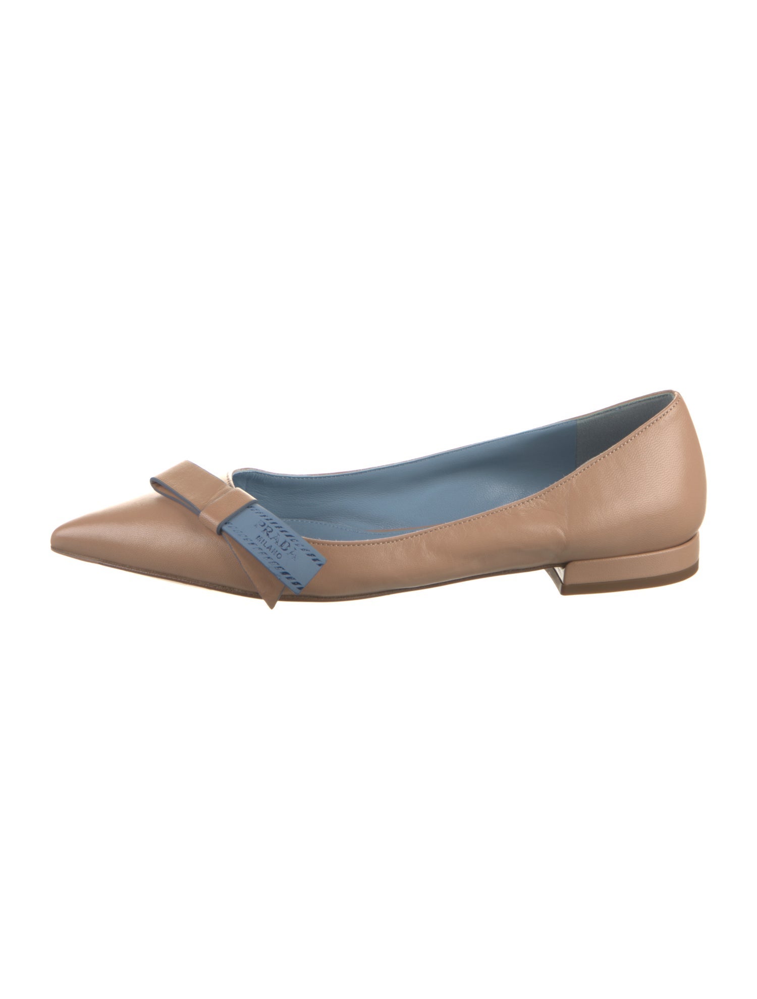 Prada Leather Bow Accents Ballet Flats