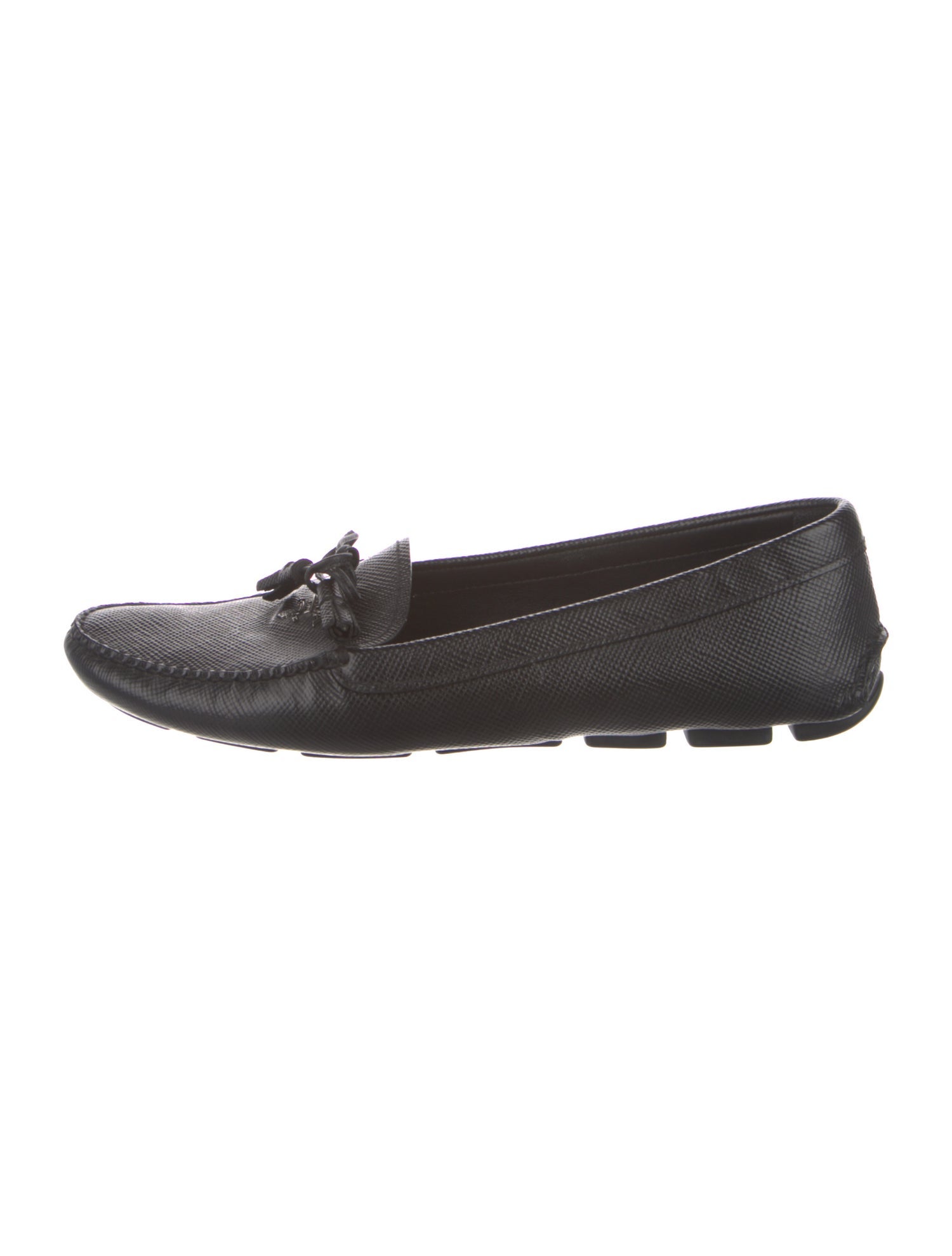 Prada Leather Bow Accents Loafers