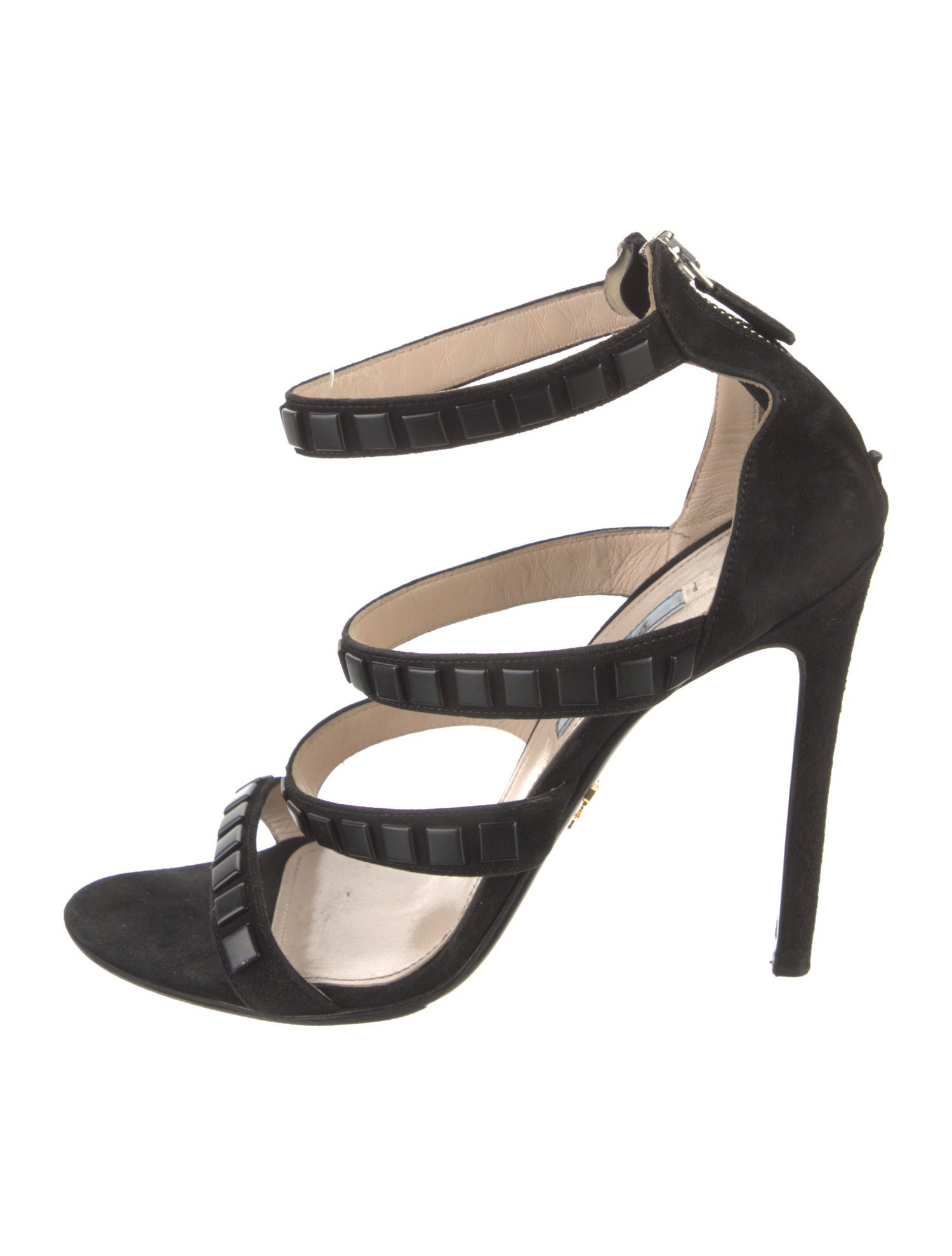 Prada Suede Studded Accents Sandals