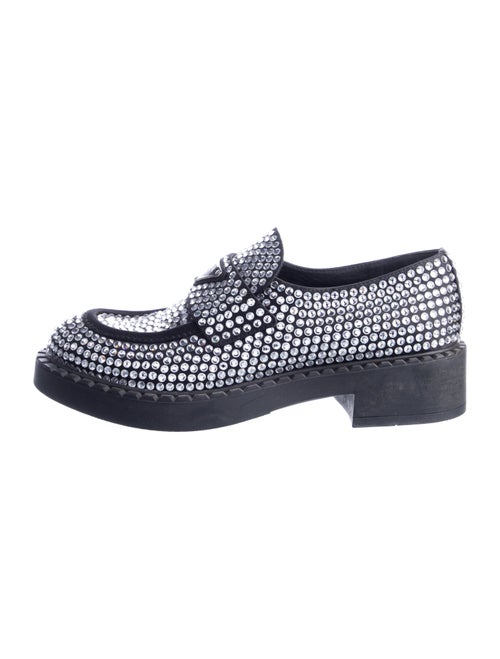 Prada Enameled Metal Triangle Sequins Loafers