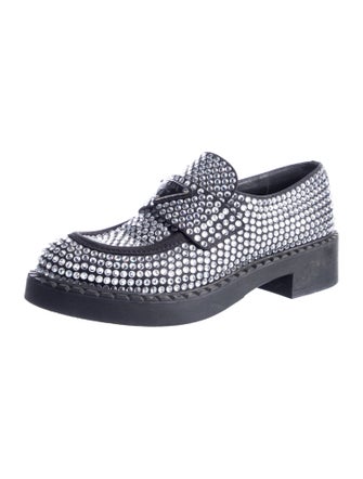 Prada Enameled Metal Triangle Sequins Loafers