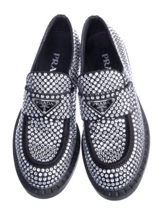 Prada Enameled Metal Triangle Sequins Loafers