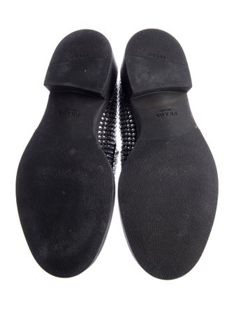 Prada Enameled Metal Triangle Sequins Loafers