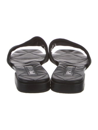 Prada Enameled Metal Triangle Slides