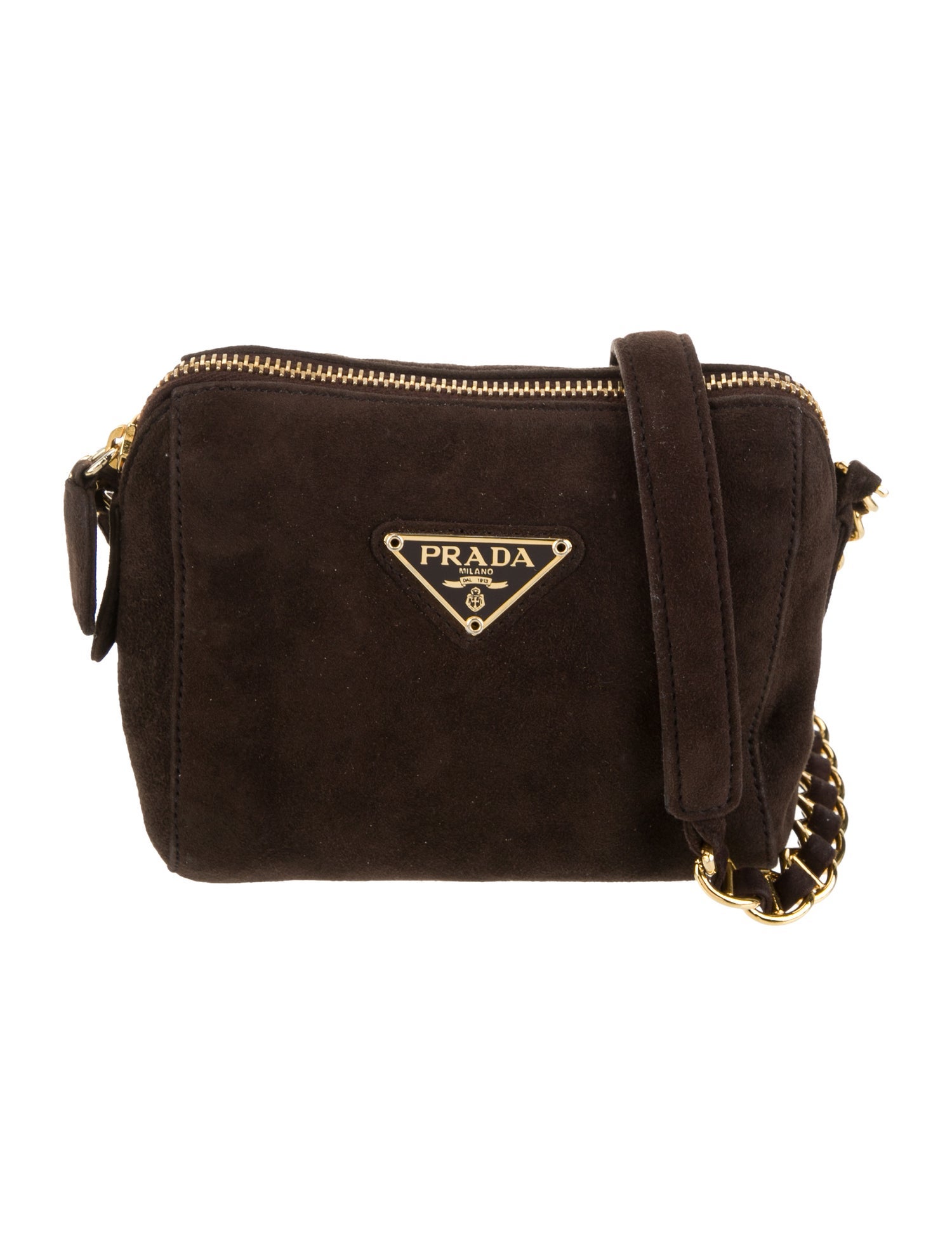 Prada Enameled Metal Triangle Shoulder Bag