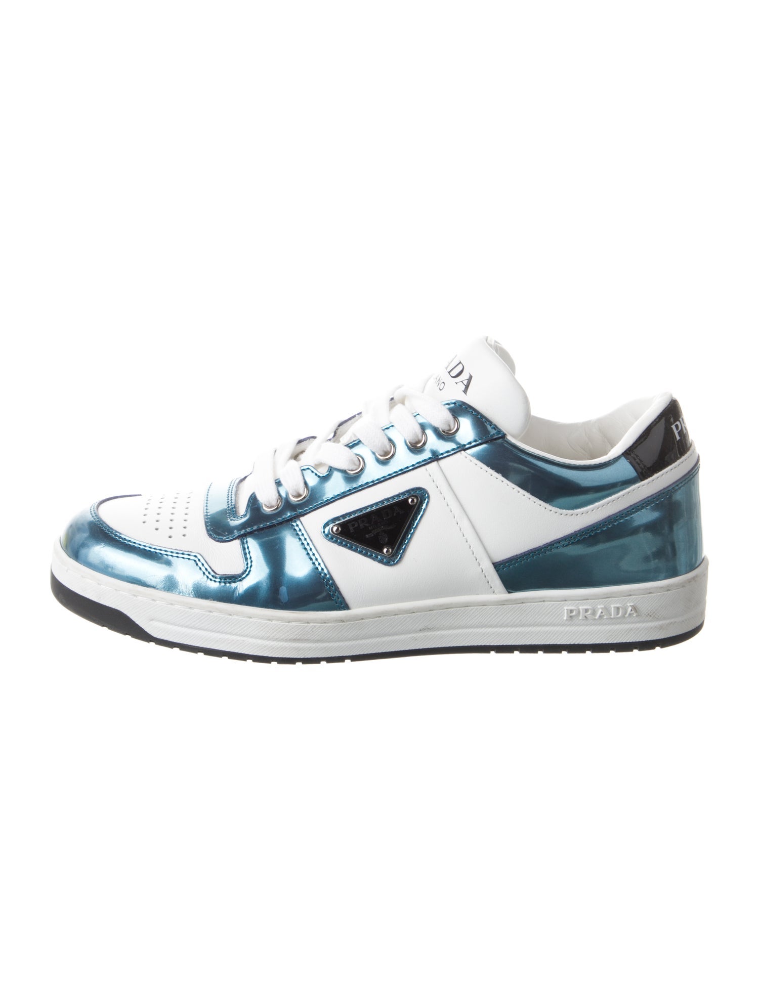 Prada Leather Colorblock Pattern Sneakers