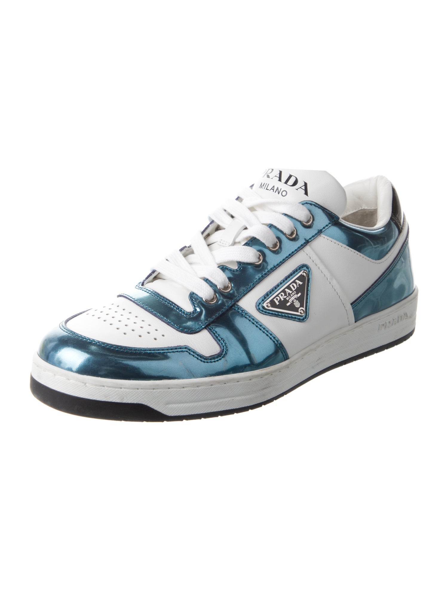 Prada Leather Colorblock Pattern Sneakers