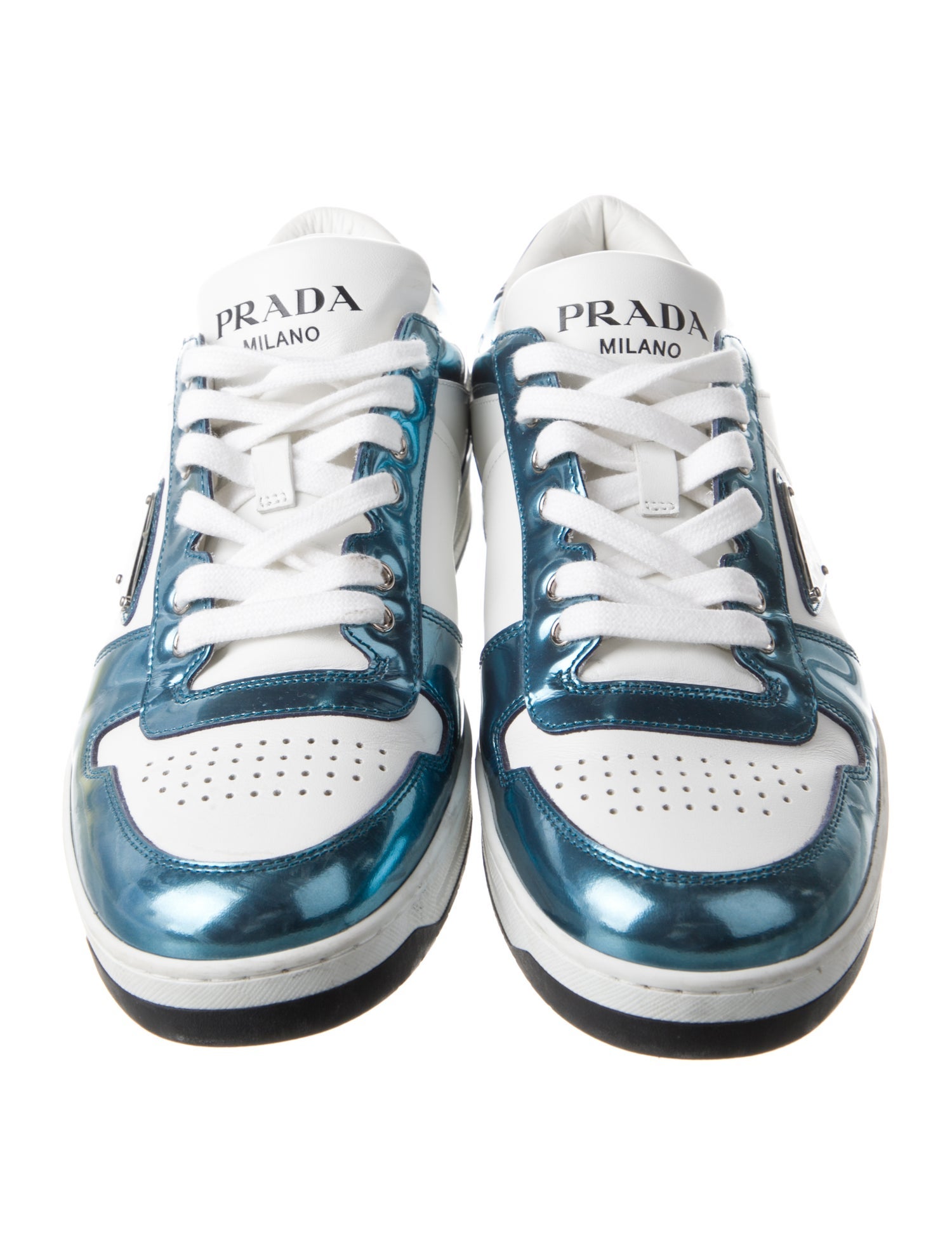 Prada Leather Colorblock Pattern Sneakers