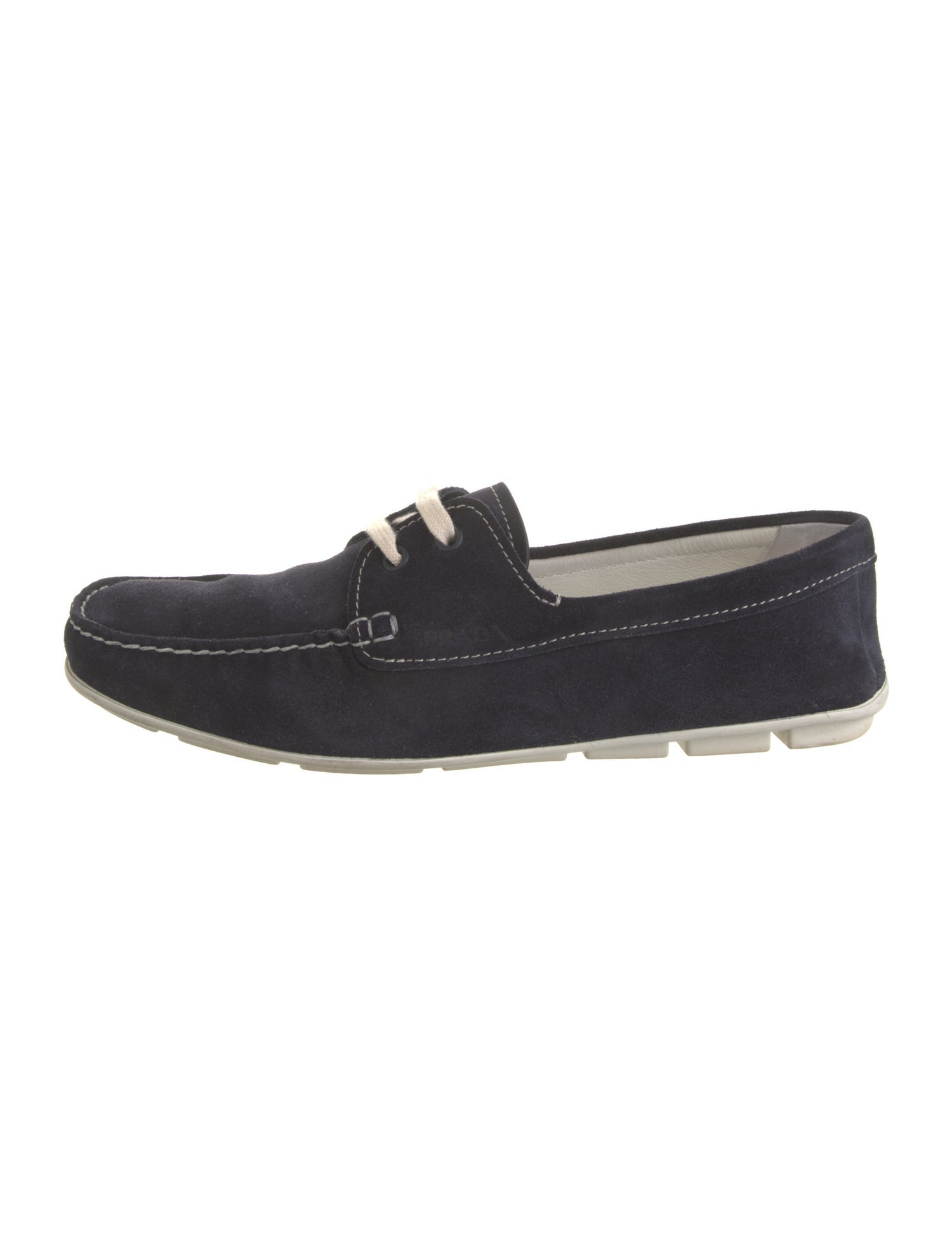 Prada Suede Whipstitch Trim Loafers