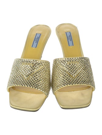 Prada Satin Crystal Embellishments Slides