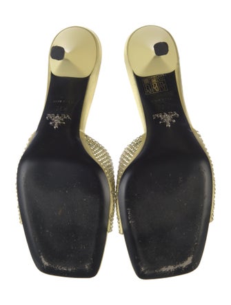 Prada Satin Crystal Embellishments Slides