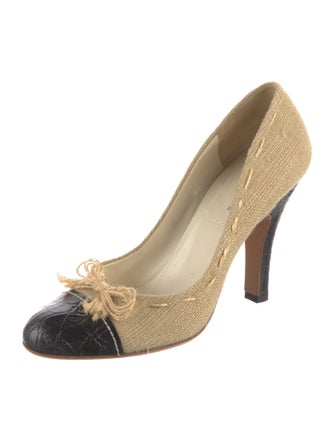 Prada Colorblock Pattern Bow Accents Pumps