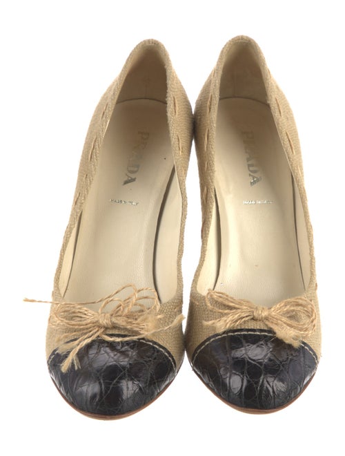 Prada Colorblock Pattern Bow Accents Pumps