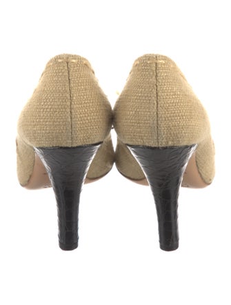 Prada Colorblock Pattern Bow Accents Pumps