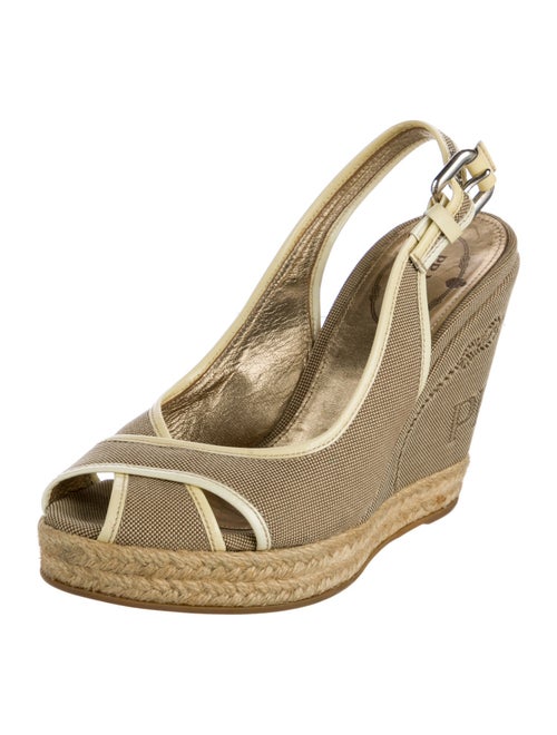 Prada Canvas Striped Slingback Pumps