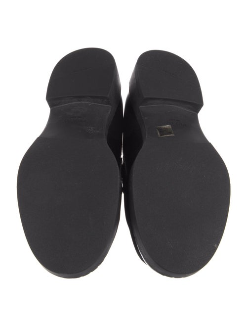 Prada Enameled Metal Triangle Leather Loafers