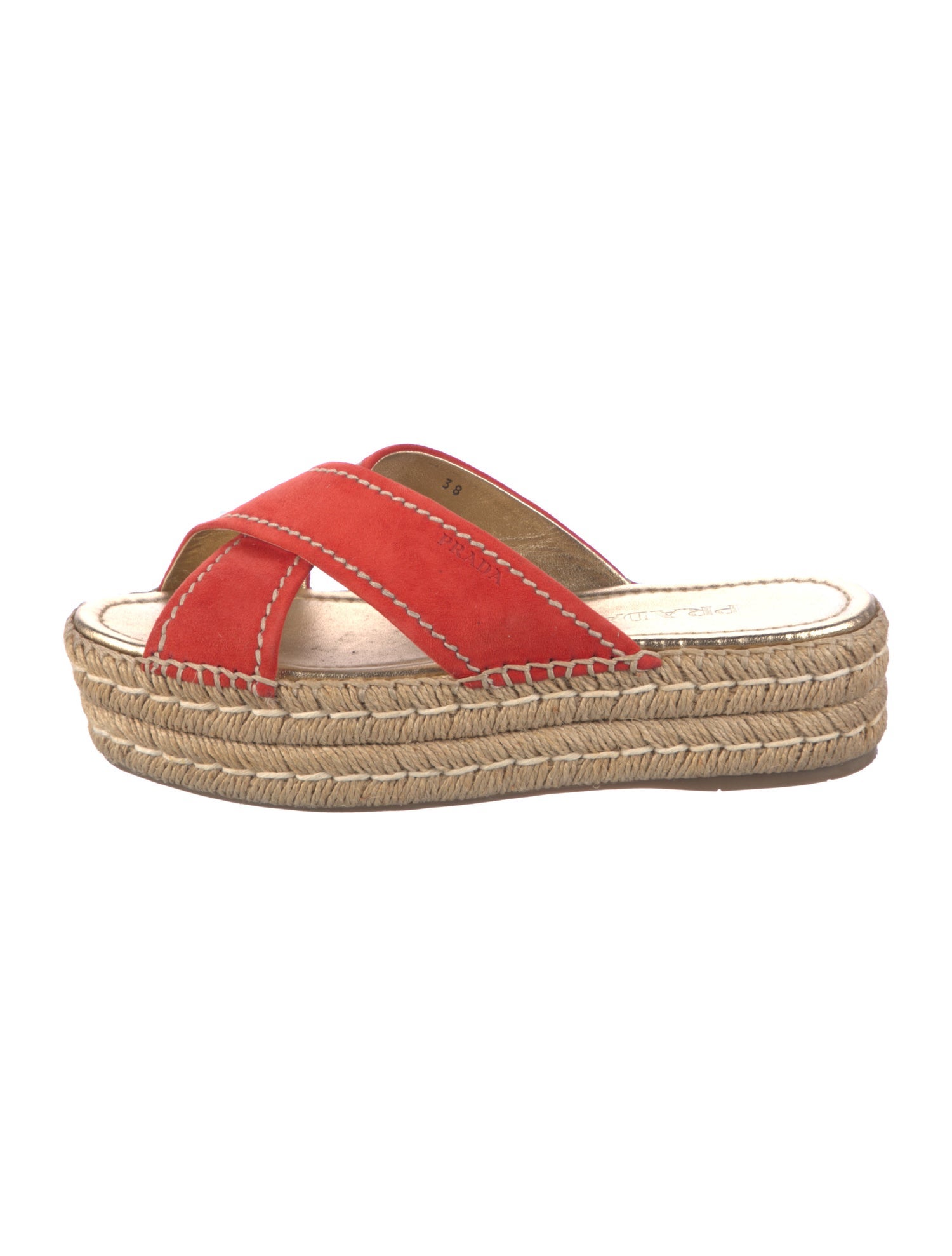 Prada Suede Whipstitch Trim Espadrilles