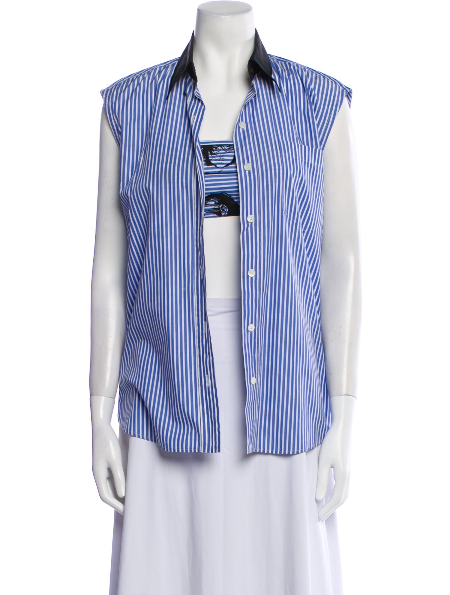 Prada 2018 Striped Button-Up Top