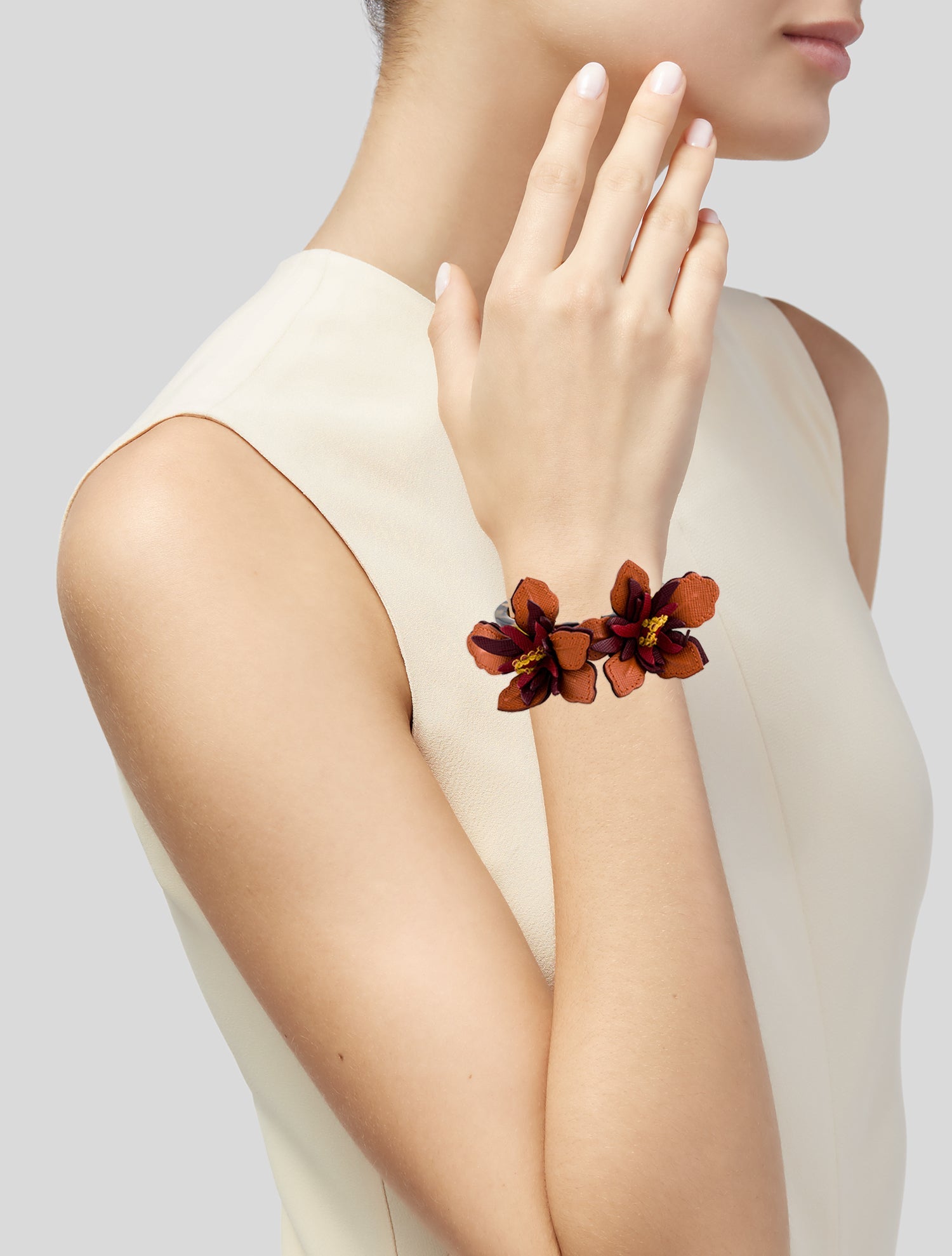 Prada Tropical Flower Leather Bracelet