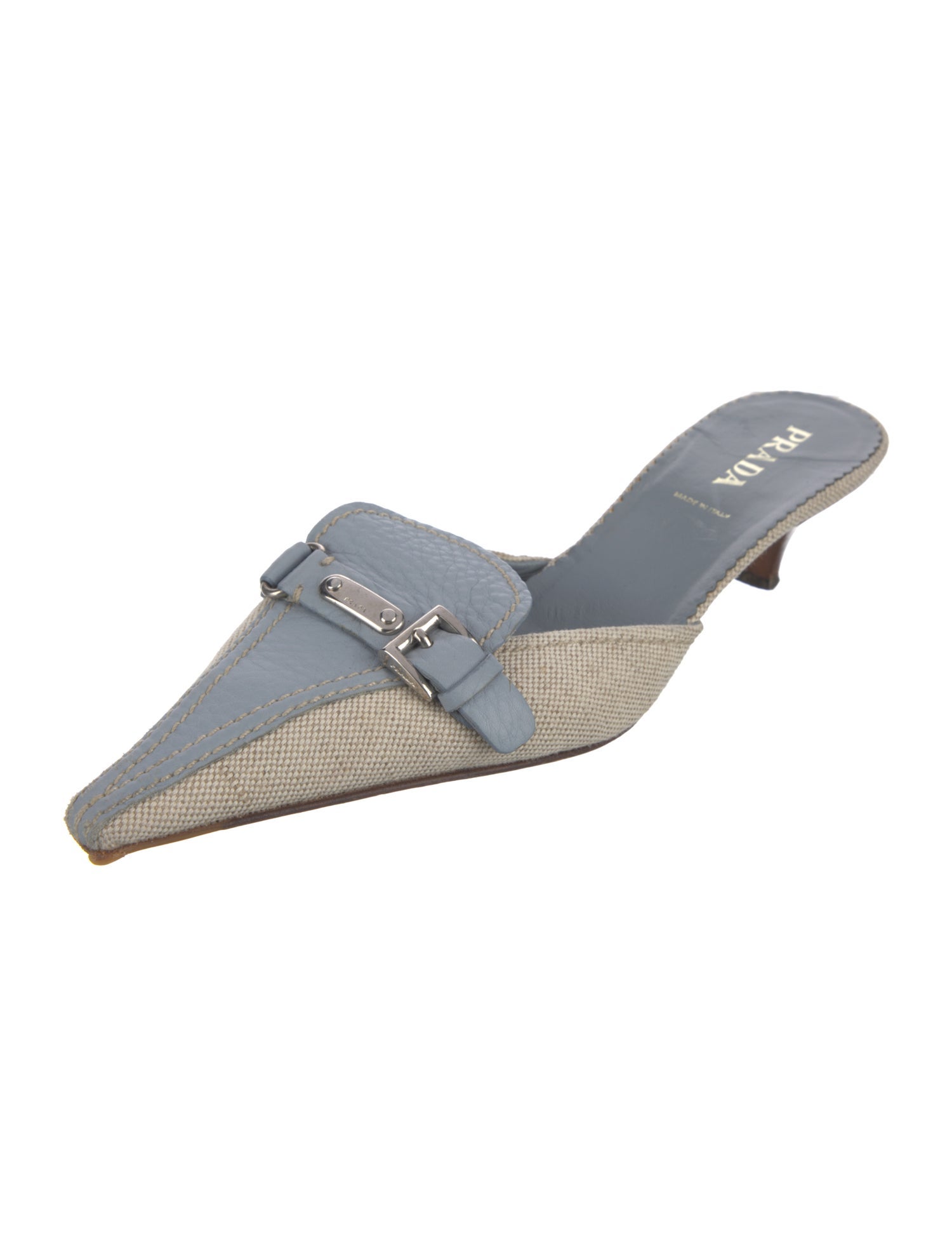 靴 Vintage Prada Gray Satin Mules 36 1/2 Prada Pumps | The RealReal