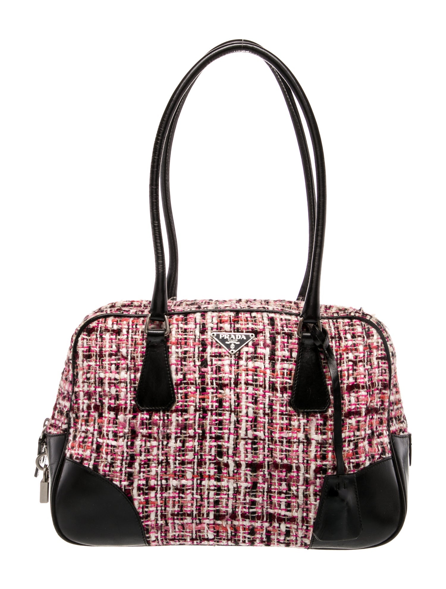 Prada Enameled Metal Triangle Shoulder Bag