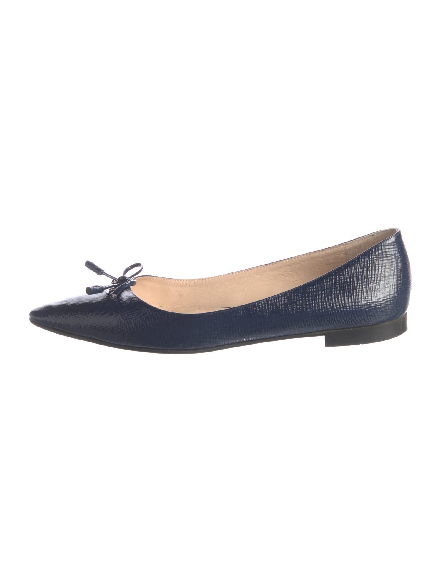 Prada Saffiano Leather Bow Accents Flats