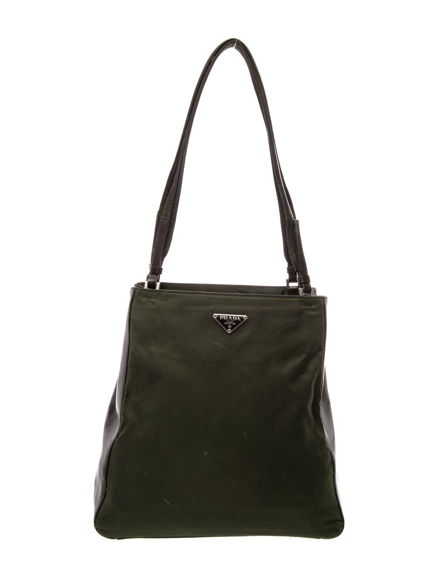 Prada Enameled Metal Triangle Shoulder Bag