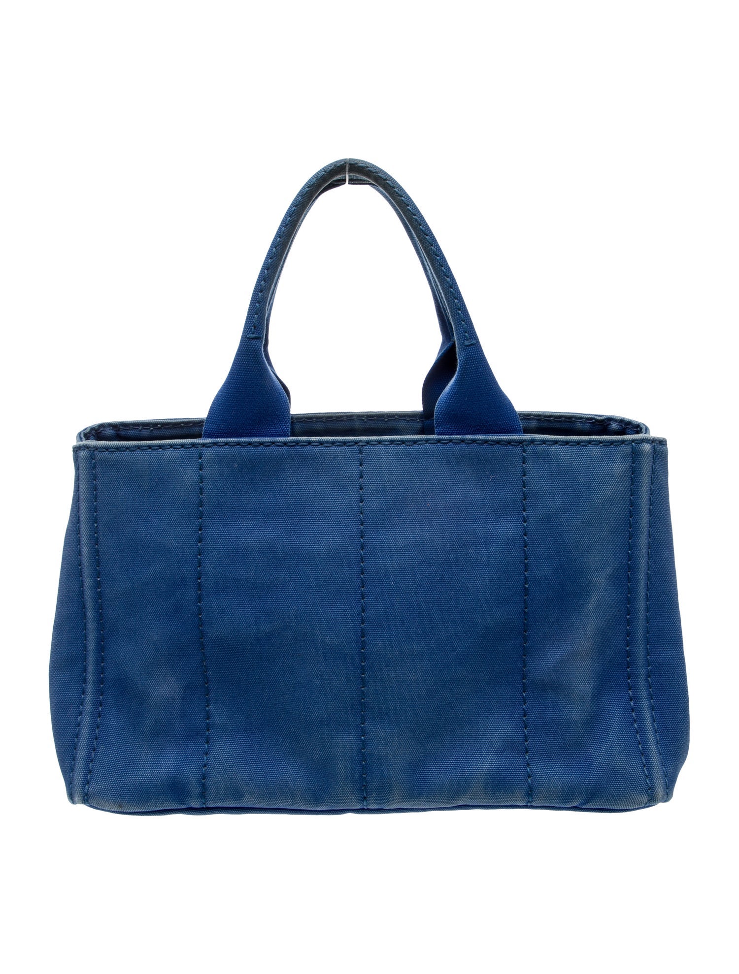 Prada Enameled Metal Triangle Canapa Small Logo Tote Small