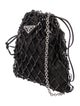 Prada Satin Leather Trimmed Raso Net Drawstring Bag Small