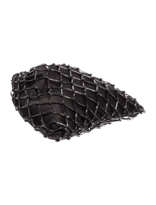 Prada Satin Leather Trimmed Raso Net Drawstring Bag Small