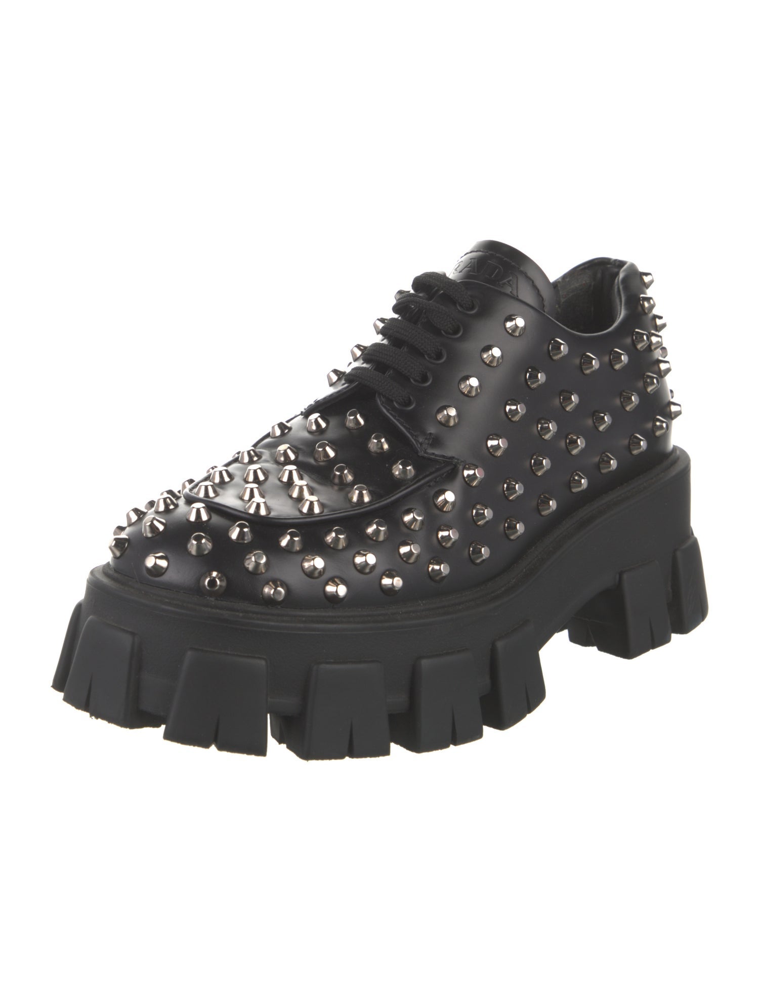 Prada Leather Studded Accents Loafer Sneakers