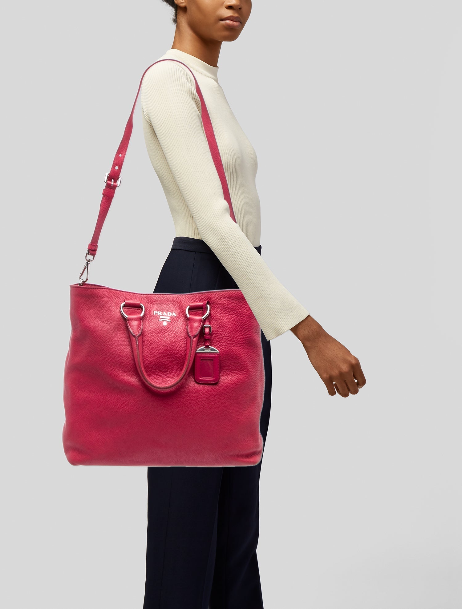 Prada Enameled Metal Triangle Tote