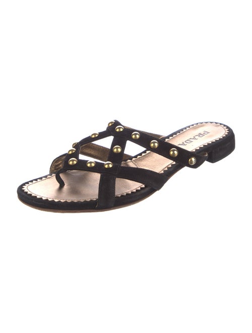 Prada Suede Studded Accents Slides